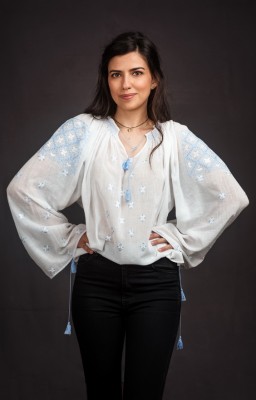hand stitched romanian embroidered blouse