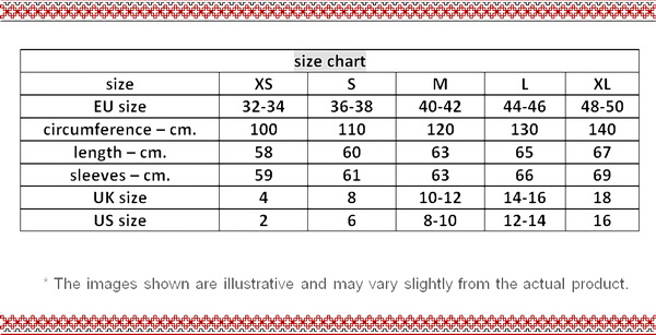 embroidered romanian blouses size chart